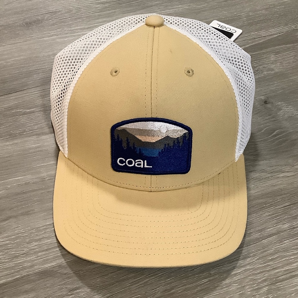Coal low profile tan & white trucker style hat